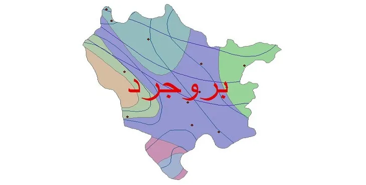 نقشه شیپ‌ فایل اقلیم‌شناسی شهرستان بروجرد + 7 لایه اقلیمی