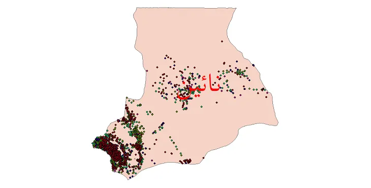 نقشه جمعیت نقاط شهری و روستایی شهرستان نائین از سال 1335 تا 1395