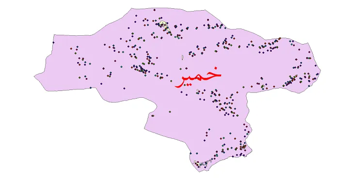 دانلود نقشه شیپ فایل جمعیت نقاط شهری و روستایی شهرستان خمیر از سال 1335 تا 1395