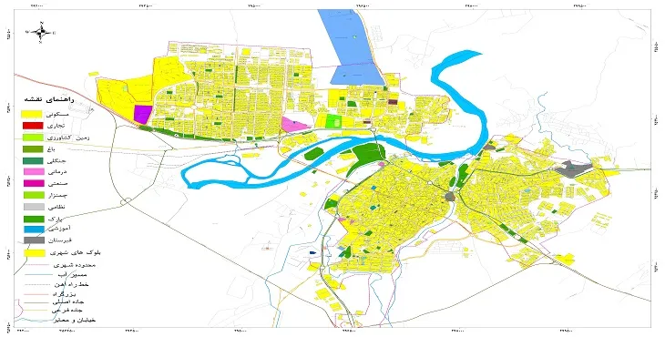 نقشه شیپ فایل (GIS) شهر شوشتر 1404 + عکس با کیفیت