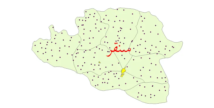 دانلود نقشه شیپ فایل (GIS) تقسیمات سیاسی شهرستان سنقر سال 1400