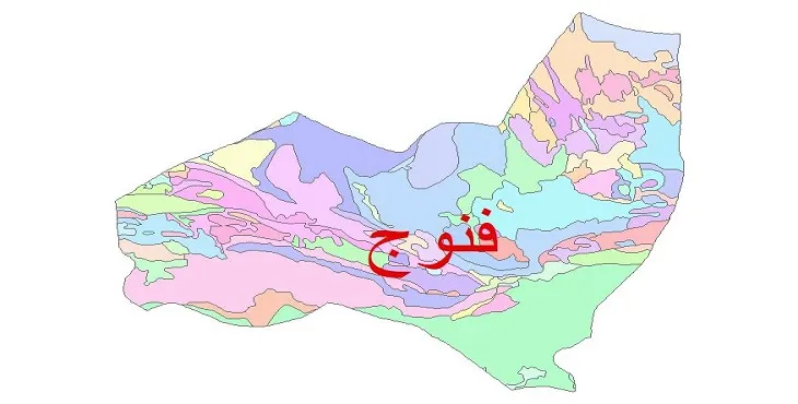 نقشه شیپ فایل (GIS) زمین‌ شناسی شهرستان فنوج