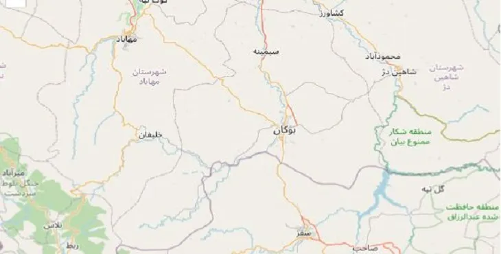 دانلود نقشه شهرستان بوکان + pdf با کیفیت بالا