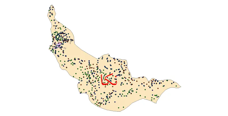دانلود نقشه شیپ فایل جمعیت نقاط شهری و روستایی شهرستان نکا از سال 1335 تا 1395