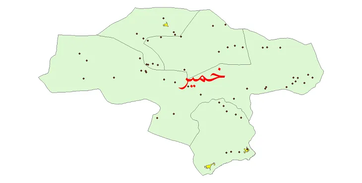 دانلود نقشه شیپ فایل (GIS) تقسیمات سیاسی شهرستان خمیر سال 1400