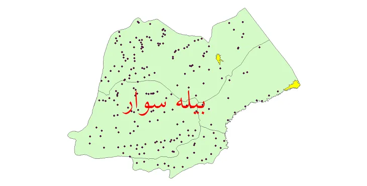 دانلود نقشه شیپ فایل (GIS) تقسیمات سیاسی شهرستان بیله سوار سال 1400