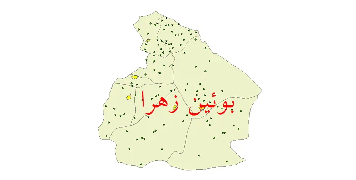 دانلود نقشه شیپ فایل (GIS) تقسیمات سیاسی شهرستان بویین زهرا سال 1400