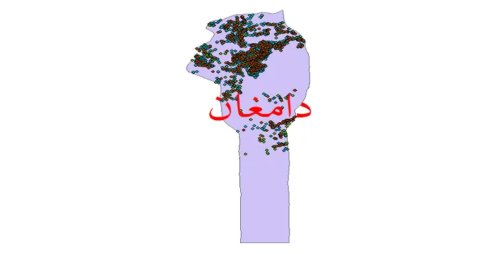 دانلود نقشه شیپ فایل جمعیت نقاط شهری و روستایی شهرستان دامغان از سال 1335 تا 1395