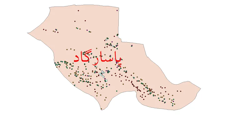 دانلود نقشه شیپ فایل جمعیت نقاط شهری و روستایی شهرستان پاسارگاد از سال 1335 تا 1395
