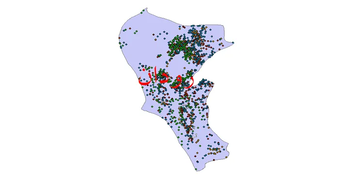 دانلود نقشه شیپ فایل جمعیت نقاط شهری و روستایی شهرستان رودان از سال 1335 تا 1395