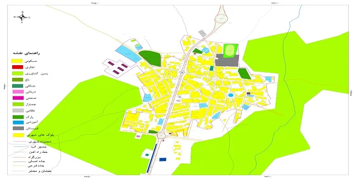 جدیدترین نقشه شهر اشترینان | قابل چاپ + کیفیت بالا