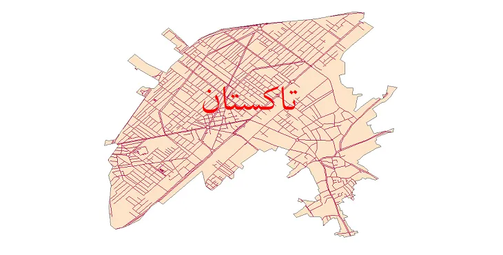 دانلود نقشه شیپ فایل شبکه معابر شهر تاکستان
