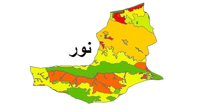 بروزترین نقشه شیپ فایل کاربری اراضی شهرستان نور + PDF