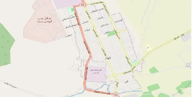 دانلود نقشه شهر کوار + pdf با کیفیت بالا