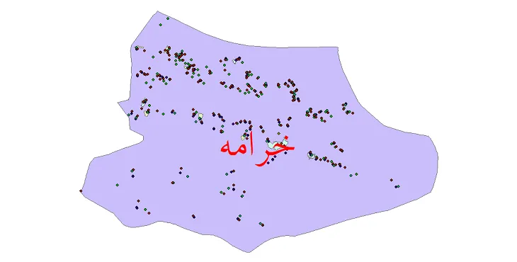 دانلود نقشه شیپ فایل جمعیت نقاط شهری و روستایی شهرستان خرامه از سال 1335 تا 1395