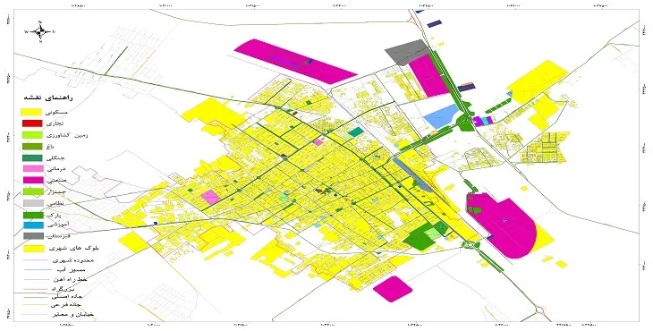 نقشه شیپ فایل (GIS) شهر زرند 1404 + عکس با کیفیت