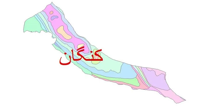 نقشه شیپ فایل (GIS) زمین‌ شناسی شهرستان کنگان