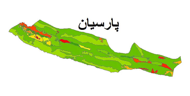 بروزترین نقشه شیپ فایل کاربری اراضی شهرستان پارسیان + PDF