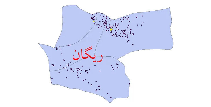 دانلود نقشه شیپ فایل (GIS) تقسیمات سیاسی شهرستان ریگان سال 1400