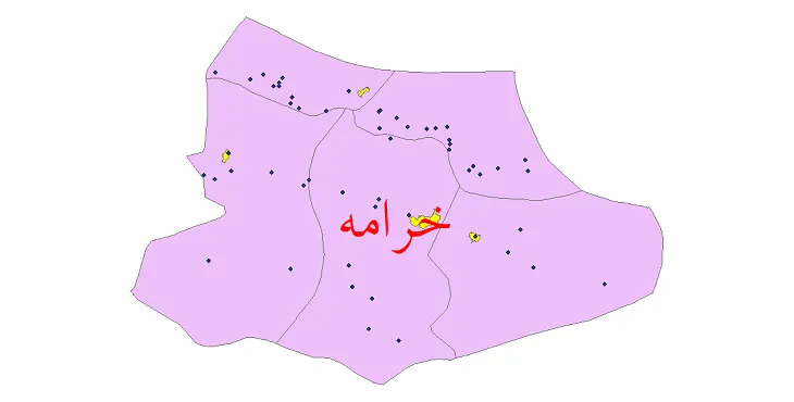 دانلود نقشه شیپ فایل (GIS) تقسیمات سیاسی شهرستان خرامه سال 1400
