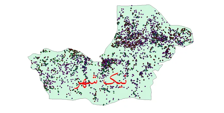 دانلود نقشه شیپ فایل جمعیت نقاط شهری و روستایی شهرستان نیکشهر از سال 1335 تا 1395