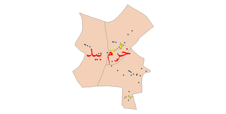 دانلود نقشه شیپ فایل (GIS) تقسیمات سیاسی شهرستان خرم بید سال 1400