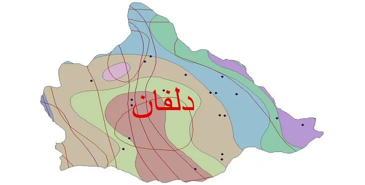 نقشه شیپ‌ فایل اقلیم‌شناسی شهرستان دلفان + 7 لایه اقلیمی