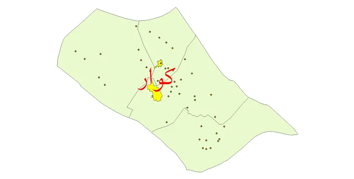 دانلود نقشه شیپ فایل (GIS) تقسیمات سیاسی شهرستان کوار سال 1400