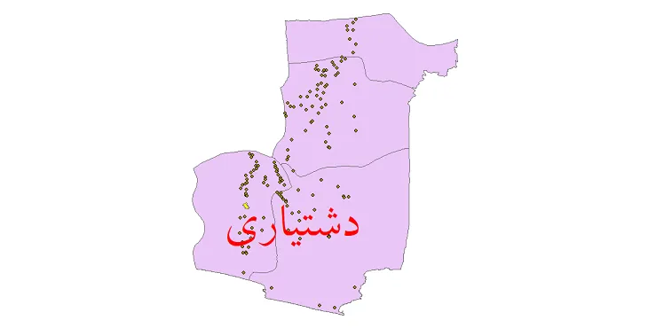 دانلود نقشه شیپ فایل (GIS) تقسیمات سیاسی شهرستان دشتیاری سال 1400