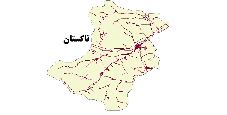 جدیدترین نقشه شیپ فایل راه های شهرستان تاکستان + PDF