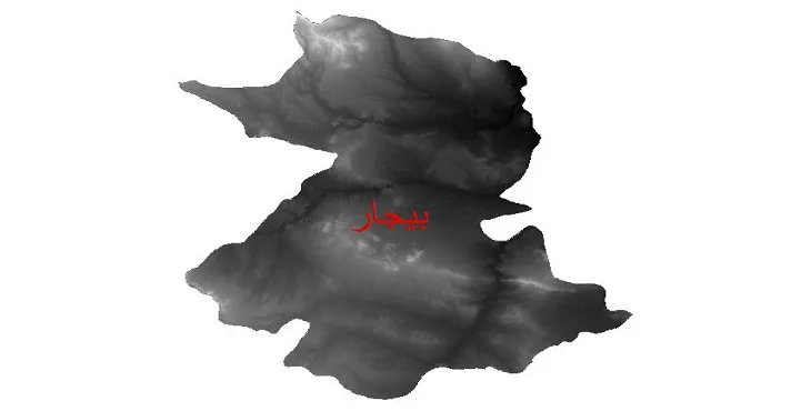 دانلود نقشه دم (DEM) شهرستان بیجار | دقت 30 متر