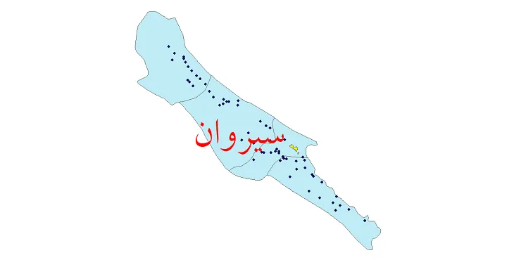 دانلود نقشه شیپ فایل (GIS) تقسیمات سیاسی شهرستان سیروان سال 1400