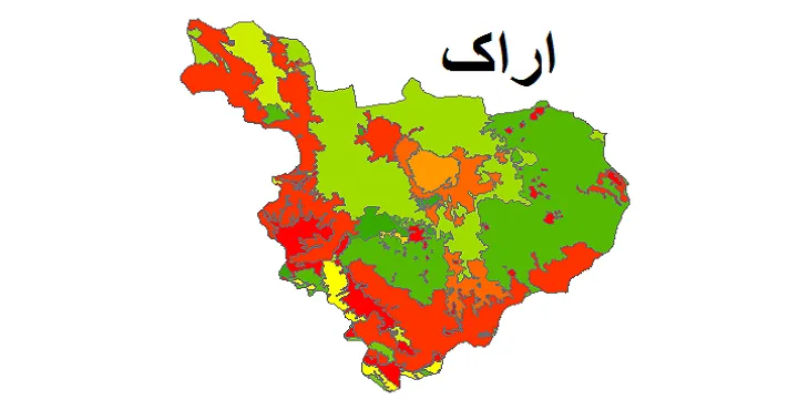 بروزترین نقشه شیپ فایل کاربری اراضی شهرستان اراک + PDF