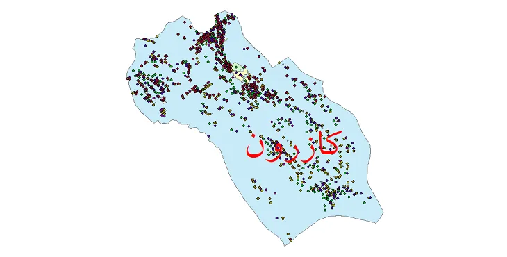 دانلود نقشه شیپ فایل جمعیت نقاط شهری و روستایی شهرستان کازرون از سال 1335 تا 1395