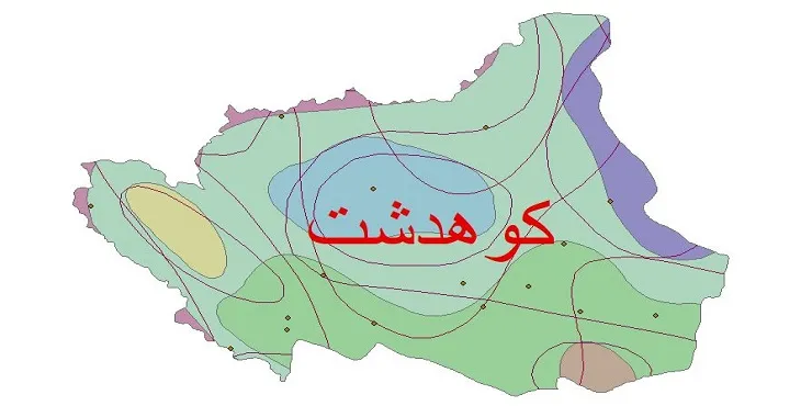 نقشه شیپ‌ فایل اقلیم‌شناسی شهرستان کوهدشت + 7 لایه اقلیمی