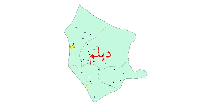 دانلود نقشه شیپ فایل (GIS) تقسیمات سیاسی شهرستان دیلم سال 1400