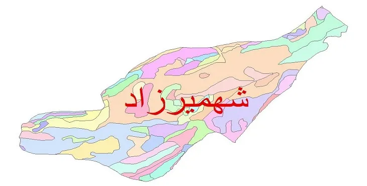نقشه شیپ فایل (GIS) زمین‌ شناسی شهرستان شهمیرزاد