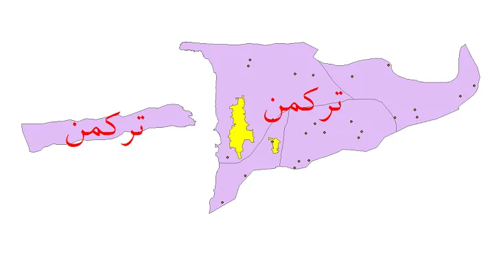 دانلود نقشه شیپ فایل (GIS) تقسیمات سیاسی شهرستان ترکمن سال 1400