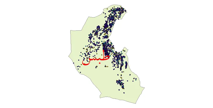 نقشه جمعیت نقاط شهری و روستایی شهرستان طبس از سال 1335 تا 1395