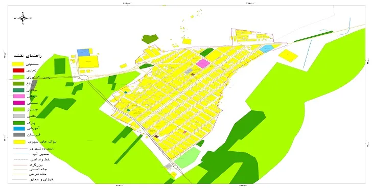 نقشه شیپ فایل (GIS) شهر آباده طشک 1404 + عکس با کیفیت