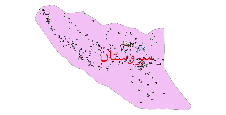 دانلود نقشه شیپ فایل جمعیت نقاط شهری و روستایی شهرستان سروستان از سال 1335 تا 1395