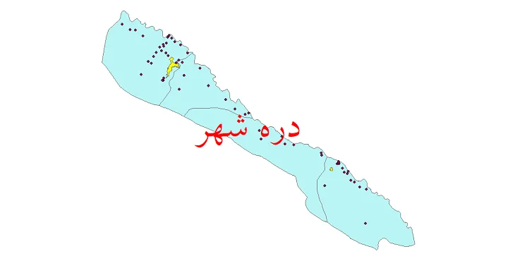 دانلود نقشه شیپ فایل (GIS) تقسیمات سیاسی شهرستان دره شهر سال 1400