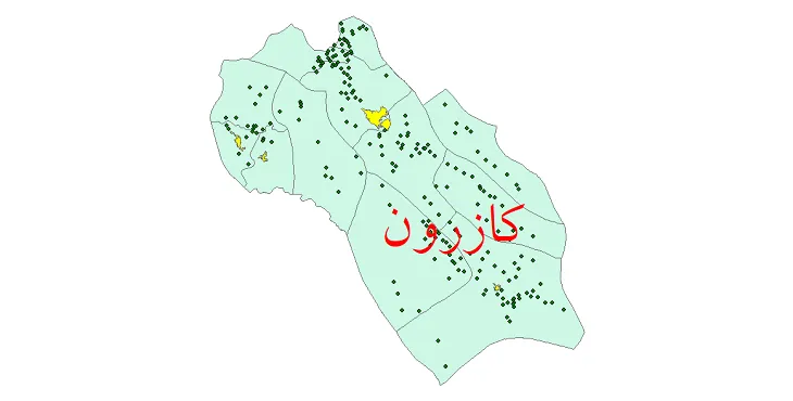 دانلود نقشه شیپ فایل (GIS) تقسیمات سیاسی شهرستان کازرون سال 1400